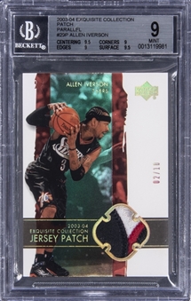 2003-04 UD "Exquisite Collection" Patch Parallel #29P Allen Iverson Game Used Patch Card (#02/10) – BGS MINT 9